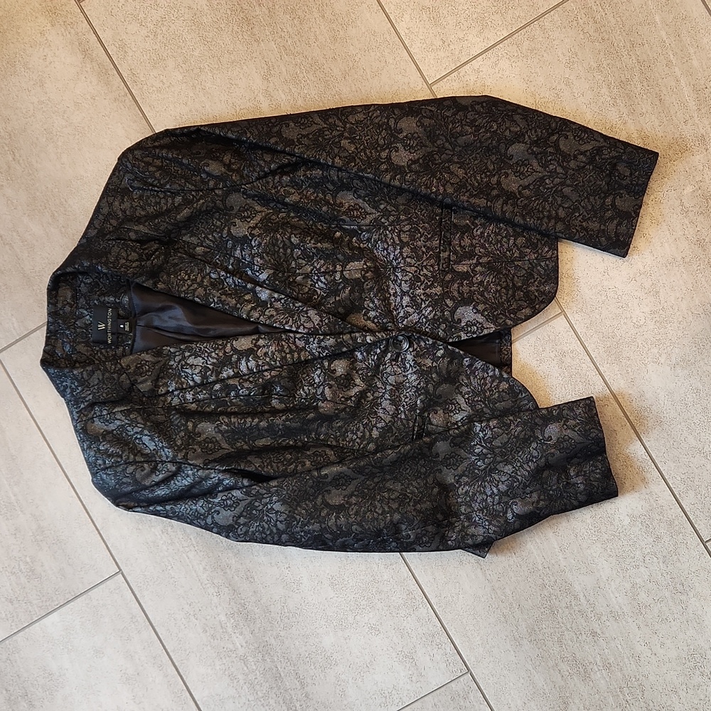 Blazer Black on Black Sparkly Pattern Women's Small Fully Lined